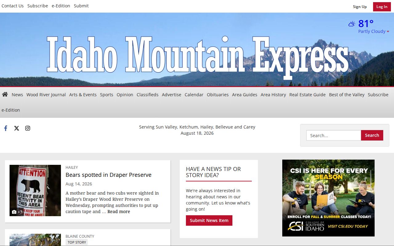 Idaho Mountain Express local news archive for Blaine County crime coverage